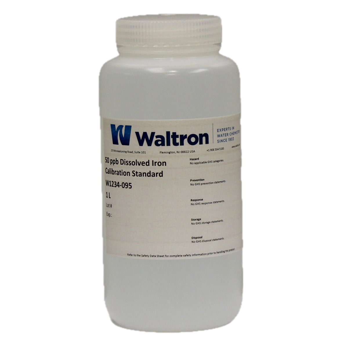 Dissolved Iron Calibration Standard, 50ppb, 1L