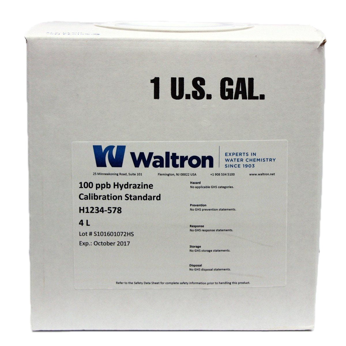 Hydrazine Calibration Standard, 100ppb, 1 Gal/4L Cube & Calibration Kit