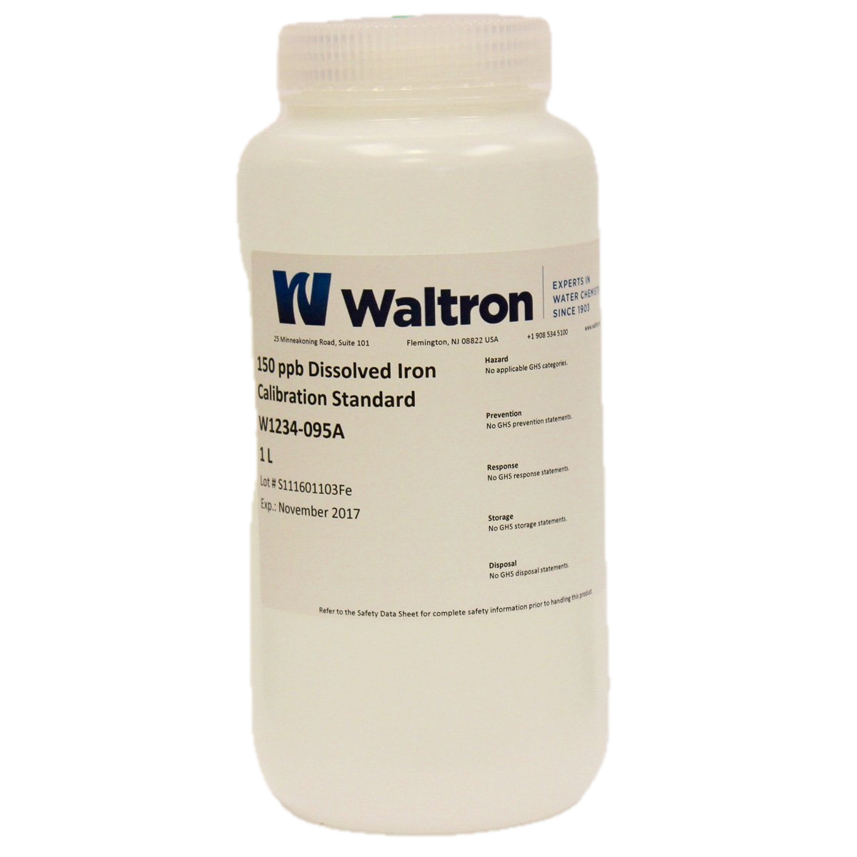 Dissolved Iron Calibration Solution, 150ppb, 1L
